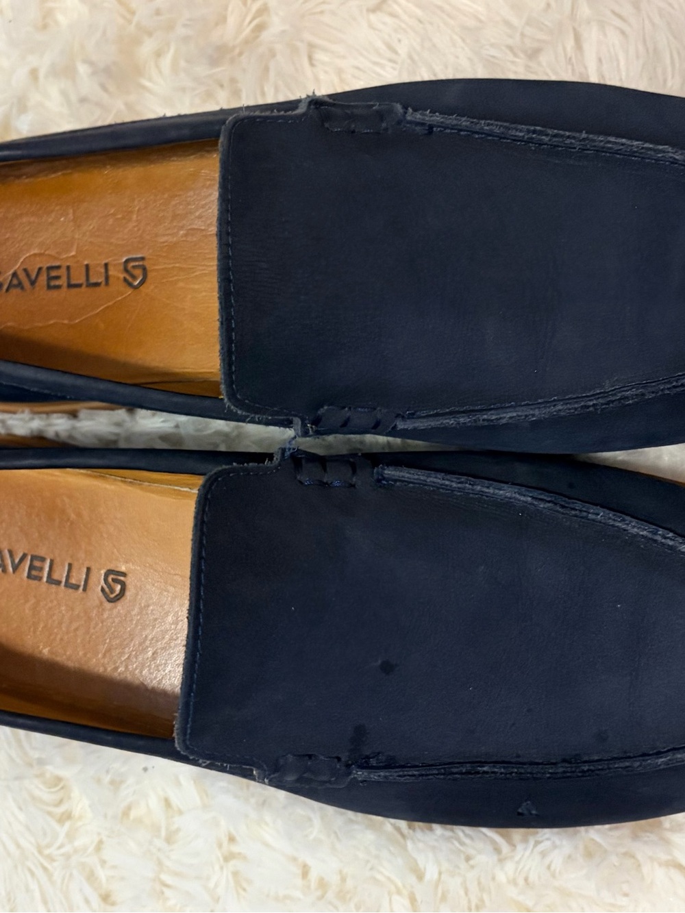 Navy Suede Slip-On Loafers